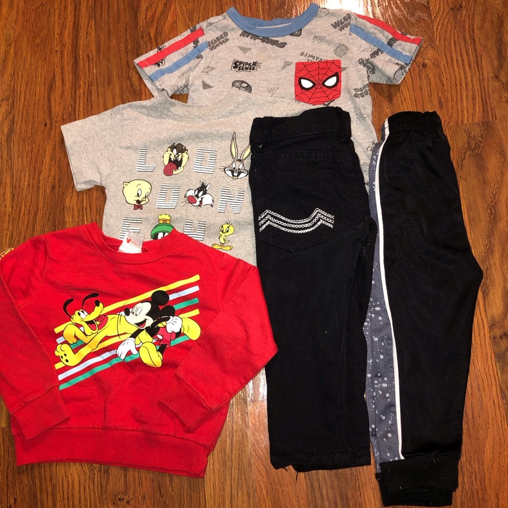 Kids Character Clothing Set - Red, Gray, Black